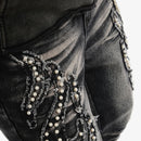 VOYAGE STUDIO 'PEARL' Flare Embroidery Denim (Washed Black) 53P26