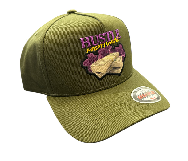 Muka 'Hustle Motivate' Snapback Hat (Olive) S4430