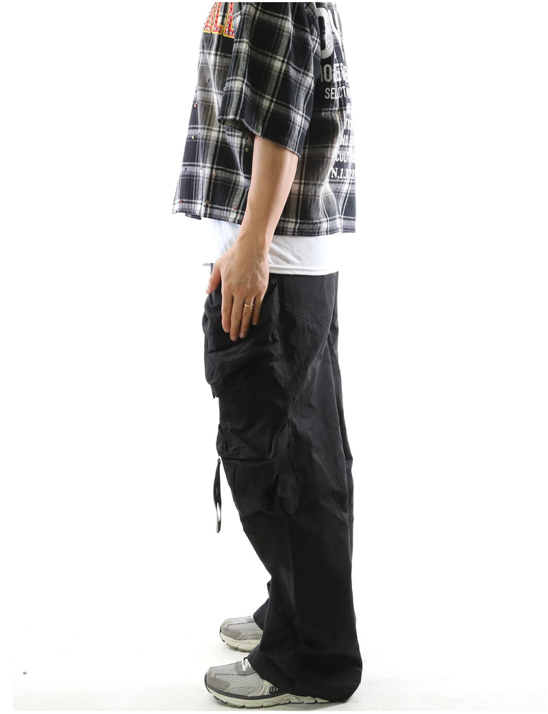 Kleep 'Umbro' Mens Long Sleeve Plaid Crop Shirt (Black) KW-5310
