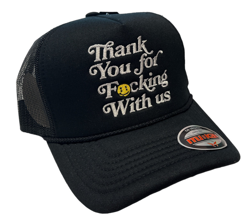 Muka 'Thank You For' Trucker Hat (Black) TN5325 - FRESH N FITTED-2 INC