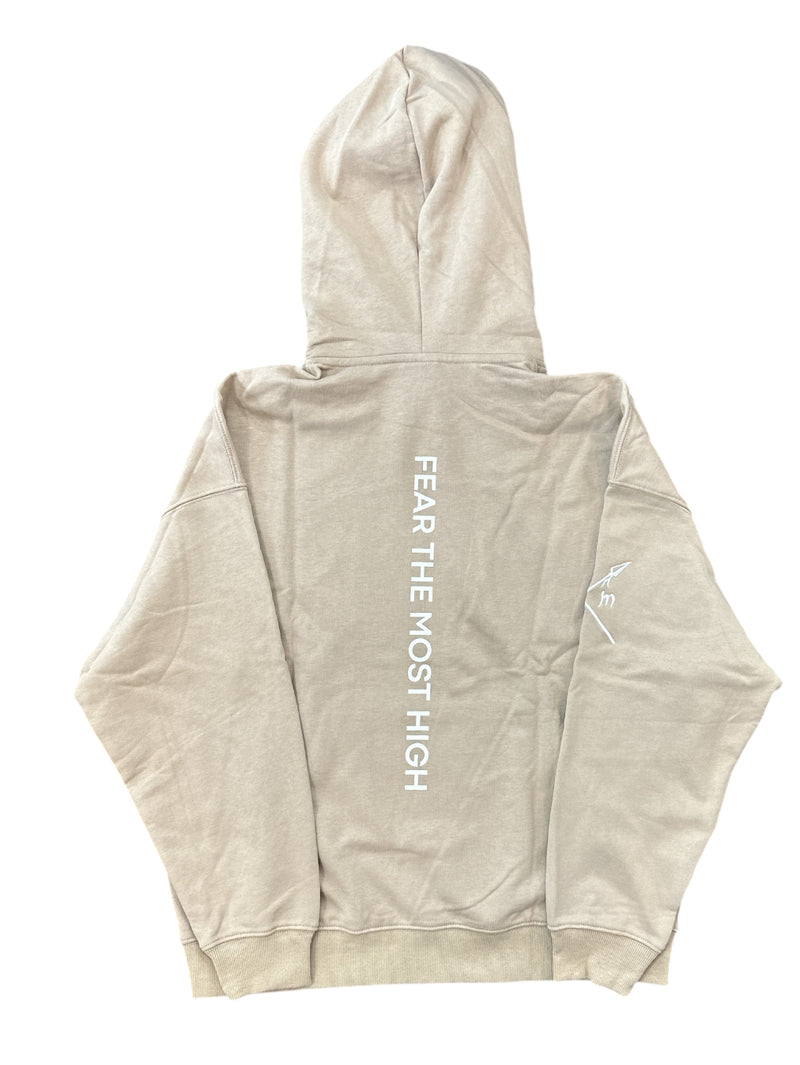 Protector and Maintainer 'Built Tough' French Terry Pullover Hoodie (Beige/White)