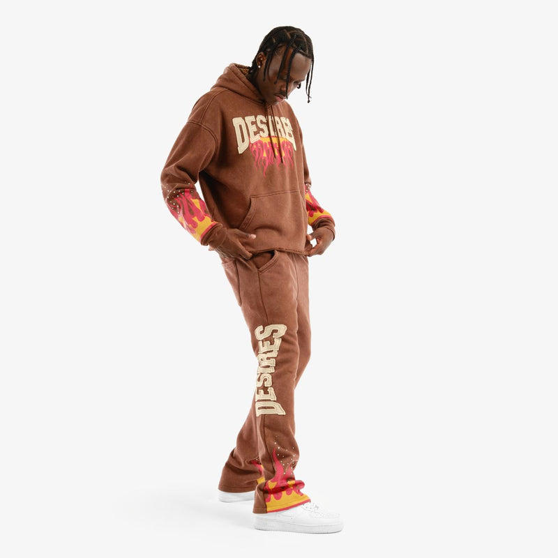 Copper Rivet 'Desires' Cropped Hoodie (Brown) 531076