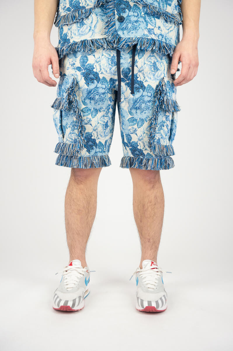 Rebel Minds 'Flowers' Tapestry Shorts (Blue) 641-995