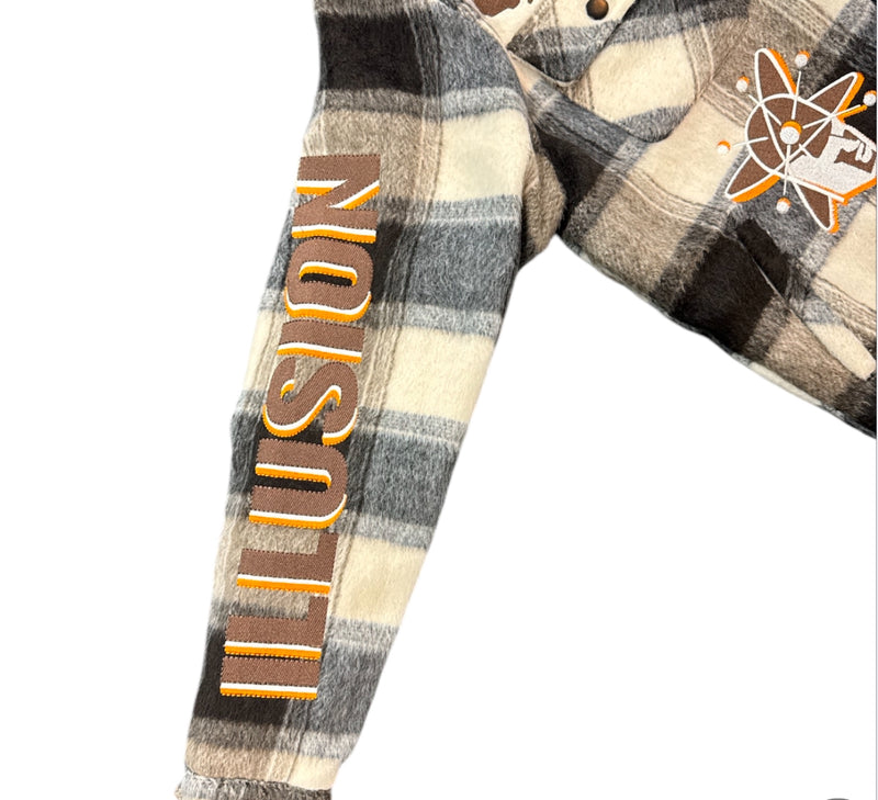 Focus 'Illusion' Plaid Zip Up Jacket (Brown) 80665S