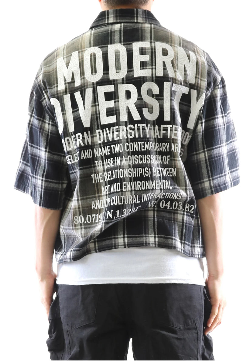 Kleep 'Umbro' Mens Long Sleeve Plaid Crop Shirt (Black) KW-5310