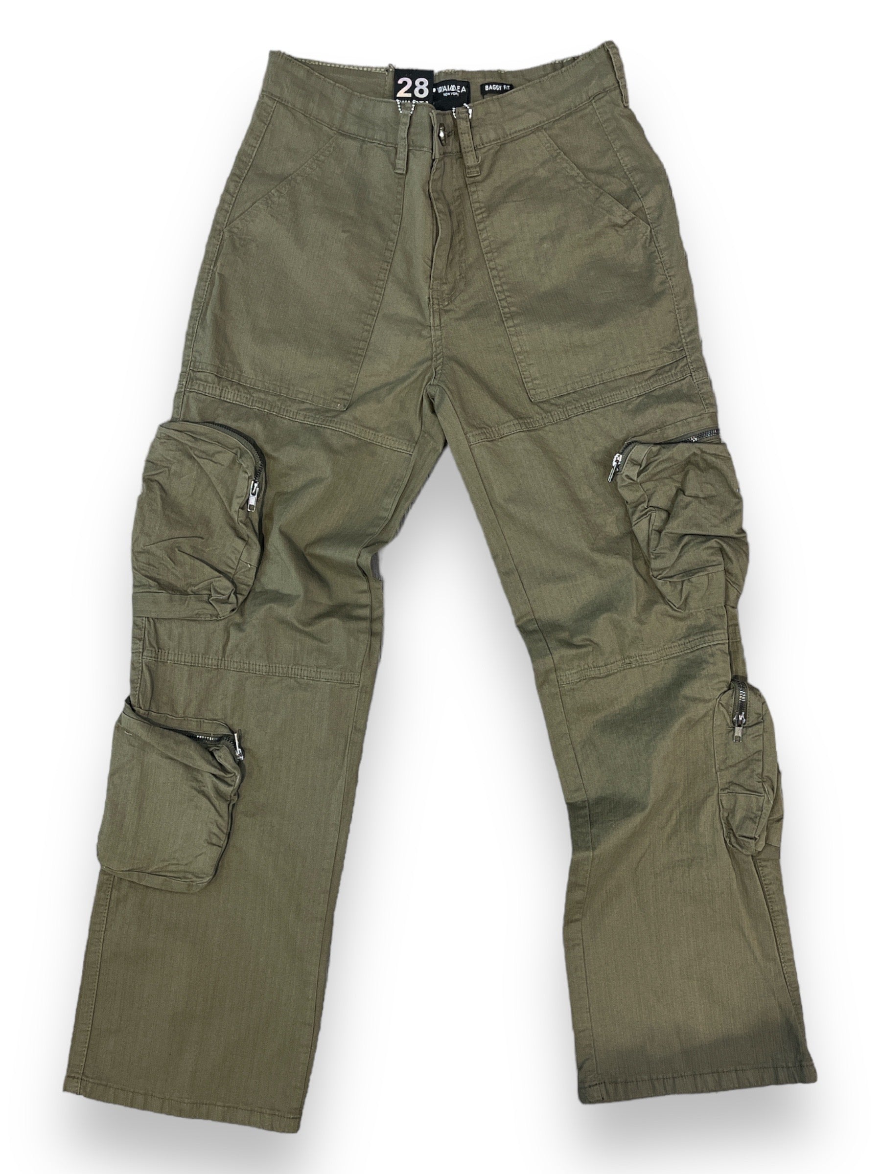 Waimea Baggy Fit Cargo Pants (Olive) M8026T | FRESH N FITTED