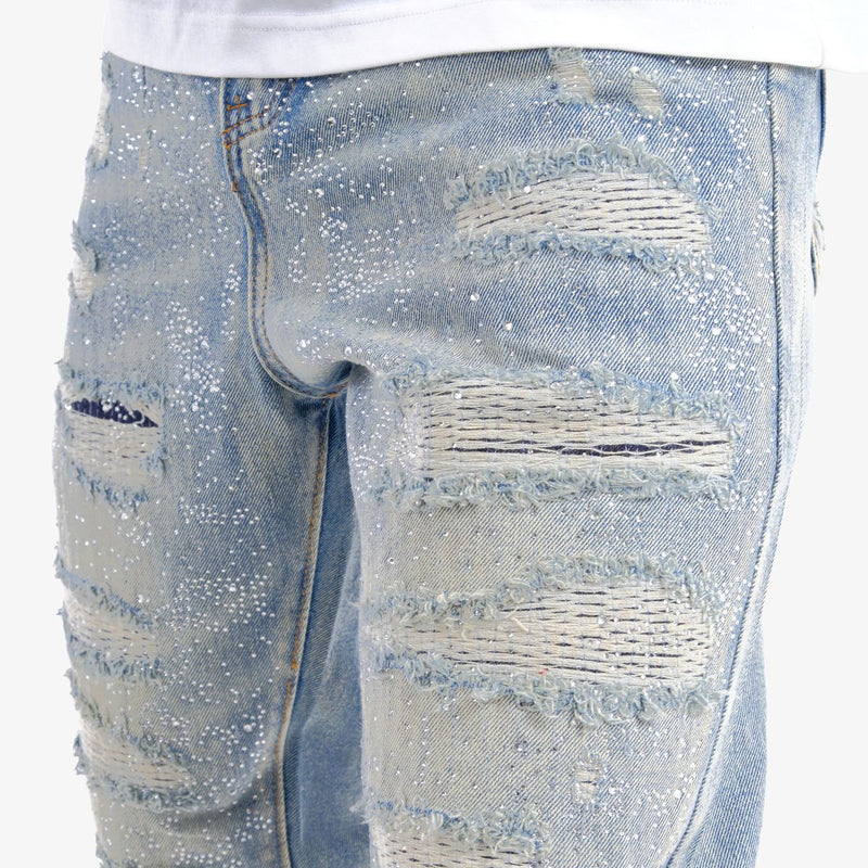 VOYAGE STUDIO ‘Stone On Repair’ Full Rhinestone Straight Fit Denim (LSB) 53P10