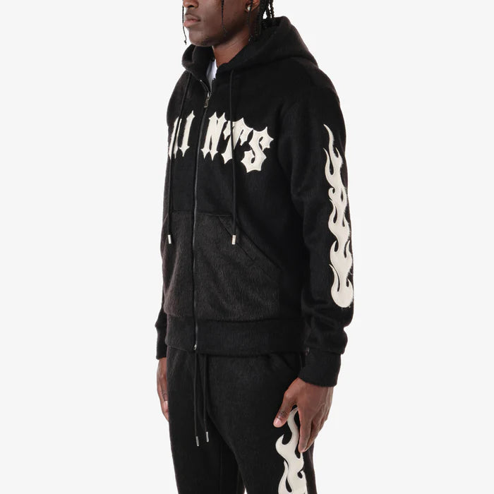 Copper Rivet 'Saints' Mohair Embroidery Hoodie (Black) 431080