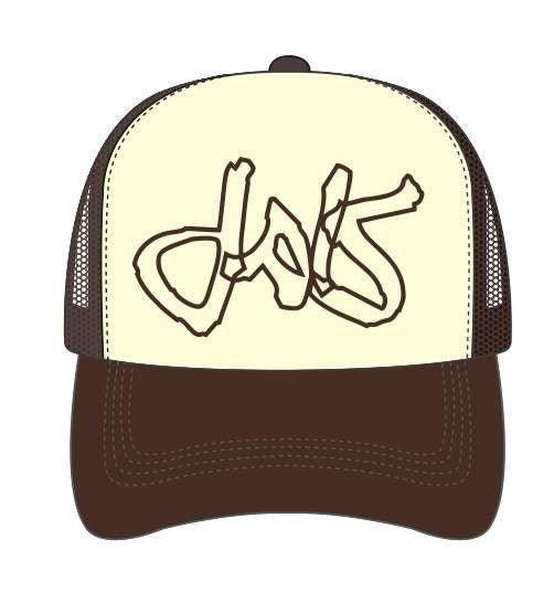 KML 'SCRIPT' Trucker Hat (Cream/Mocha) - FRESH N FITTED-2 INC