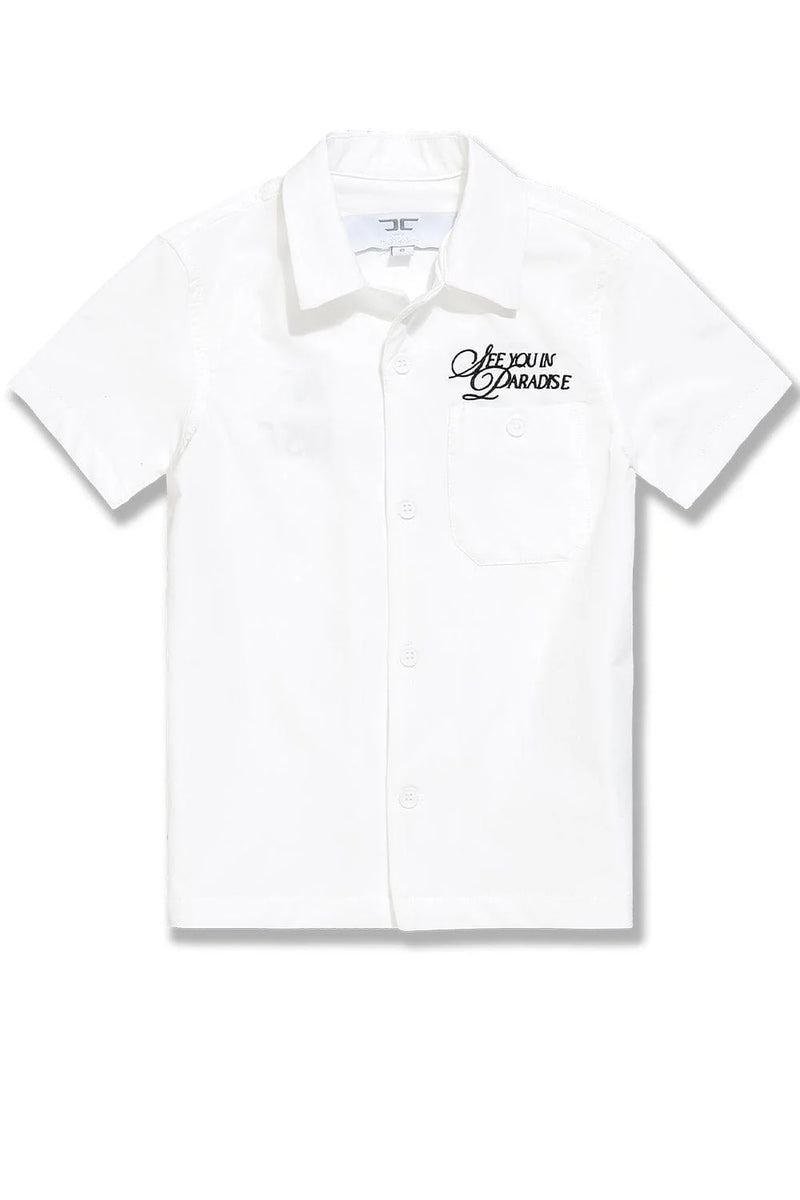 Jordan Craig Kids ‘Oakland Mechanic’ Short Sleeve Button Up Shirt (White) 2061K