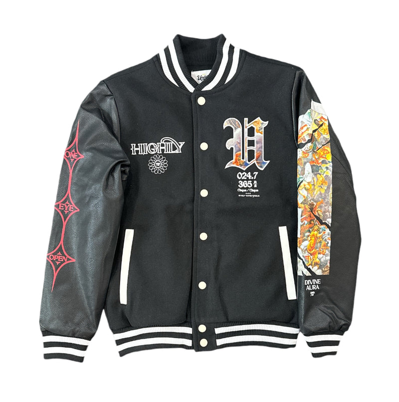 Highly Undrtd 'Divine Aura' Varsity Jacket (Black) UF4913