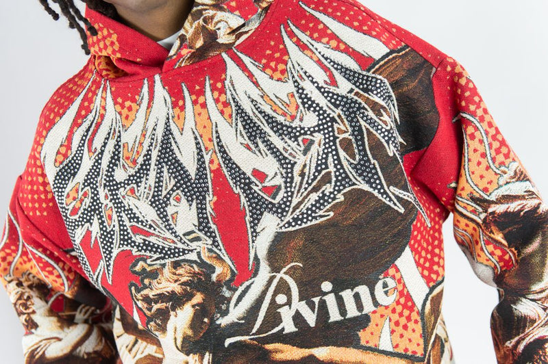 Rebel Minds 'Heaven' Rhinestone Tapestry Hoodie (Red) 152-337