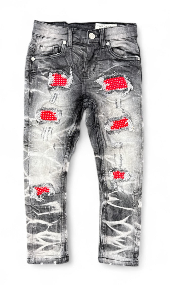 FWRD Kids 'Crystal' Denim (Washed Black/Red) FW-330271LK/K