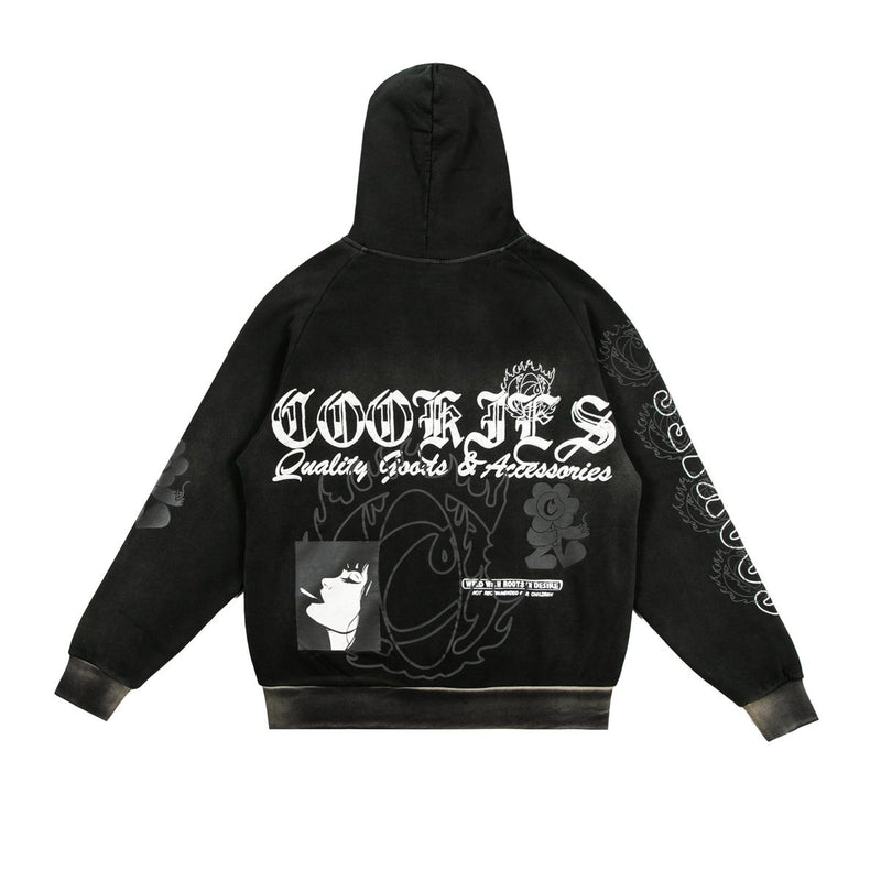 Cookies 'Florist' Zip Up Hoodie (Washed Black) CM251HFC01