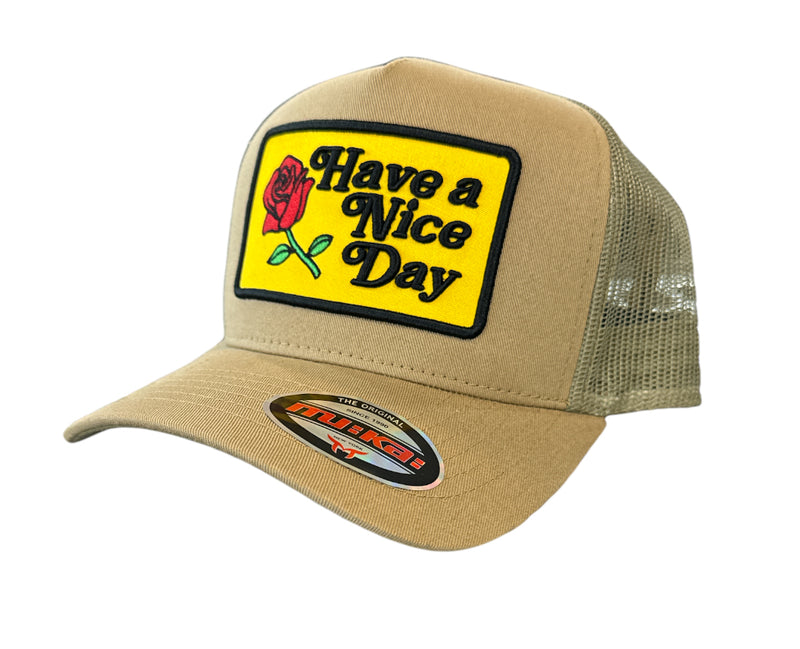 Muka 'Have A Nice Day' Trucker Hat (Khaki) T5401 - Fresh N Fitted Inc 2
