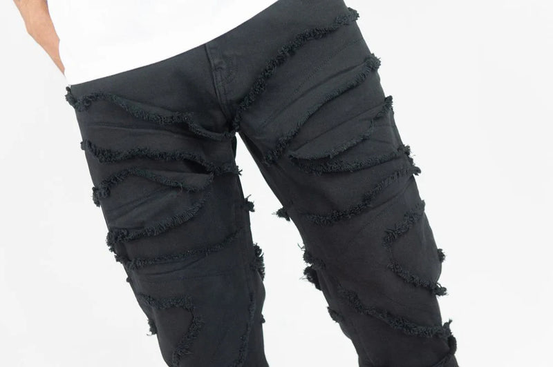 Roar Denim 'X Fray' Stacked Flare Denim (Jet Black) G52-641 - FRESH N FITTED