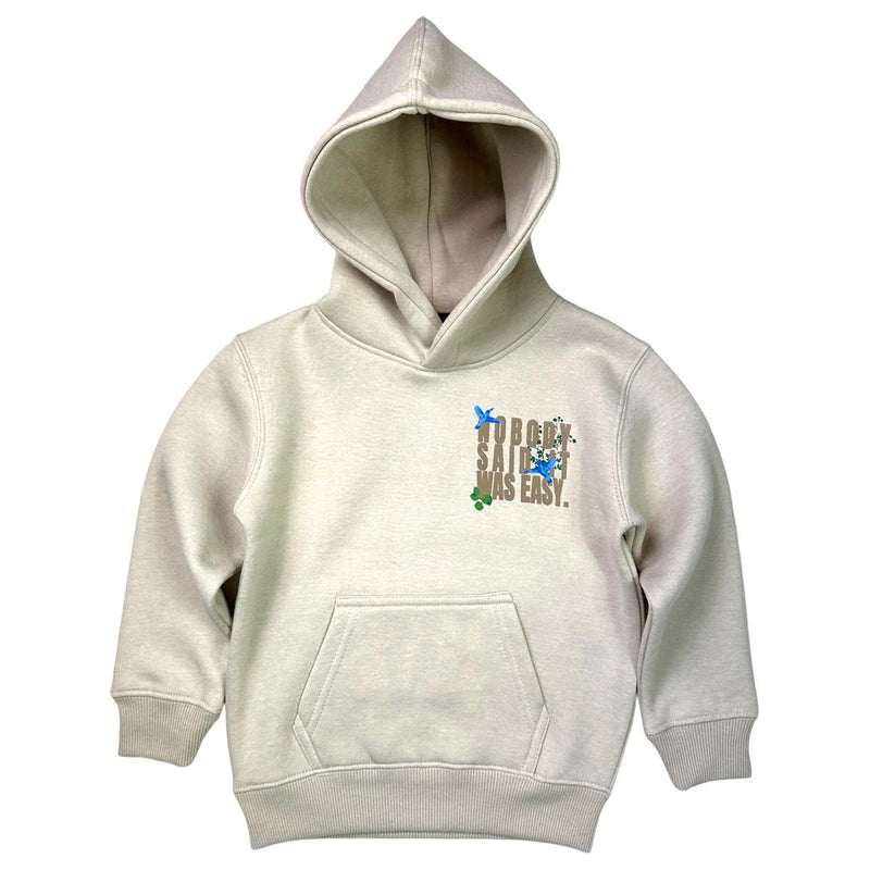 Elite Denim 'Nobody Said It Was Easy' Kids Hoodie (Cream) 4265-JR