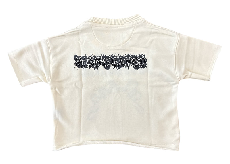 Focus Kids 'Misbehaved' Cropped T-Shirt (Ivory) 80699T/K