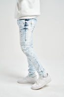 Spark ‘Rip & Repair’ Slim Fit Stretch Denim (Bleach Blue) S4405