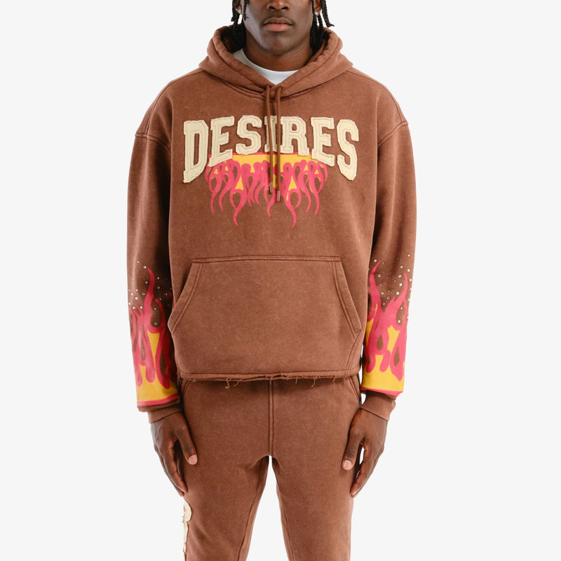 Copper Rivet 'Desires' Cropped Hoodie (Brown) 531076