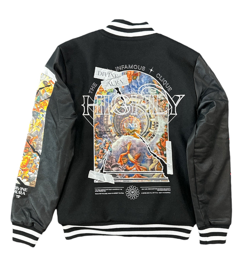 Highly Undrtd 'Divine Aura' Varsity Jacket (Black) UF4913 FRESH