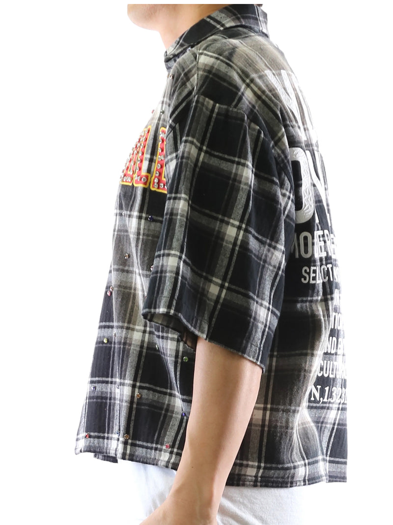 Kleep 'Umbro' Mens Long Sleeve Plaid Crop Shirt (Black) KW-5310