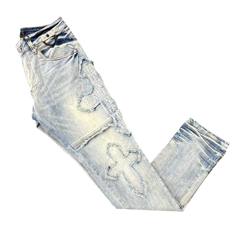 Publik 'Cross Patch' Slim Fit Denim (Rust Blue) KD2533
