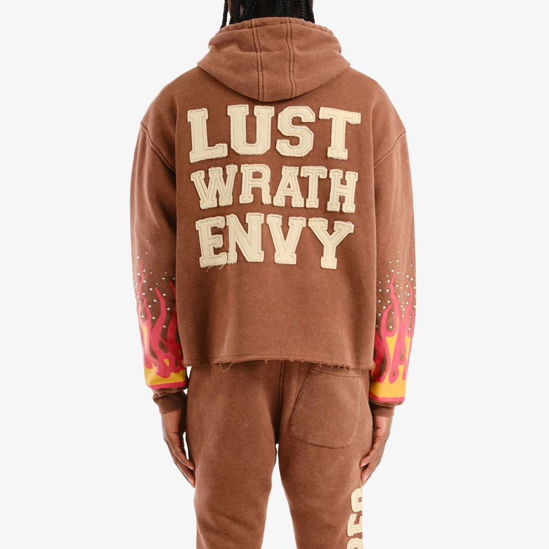Copper Rivet 'Desires' Cropped Hoodie (Brown) 531076