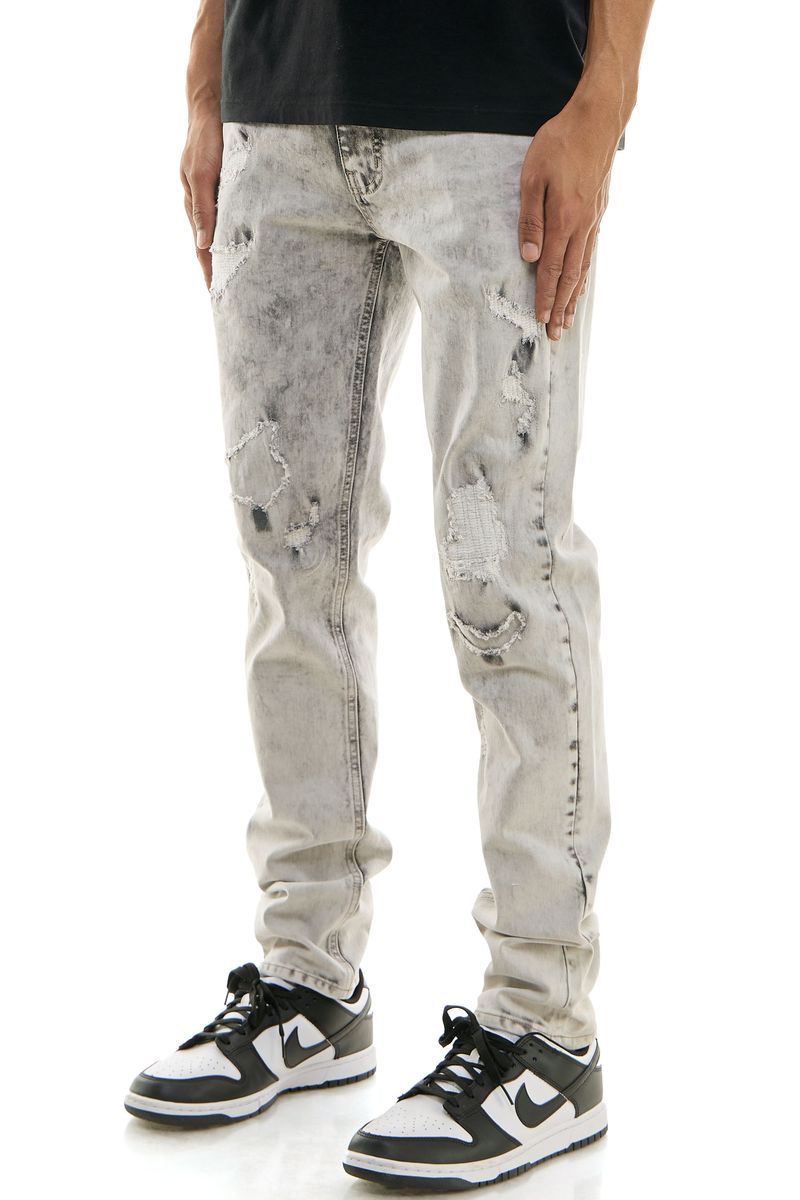 KDNK ‘Rip & Repair’ Skinny Denim (Grey) KND4693