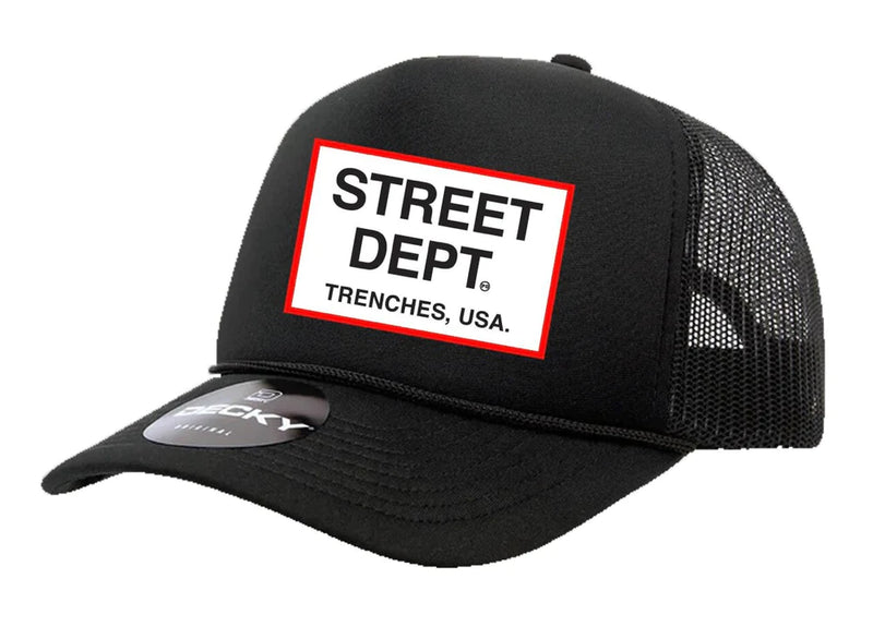 PG Apparel 'Street Dept'Trucker Hat (Black/Red) STDPT200 - Fresh N Fitted Inc