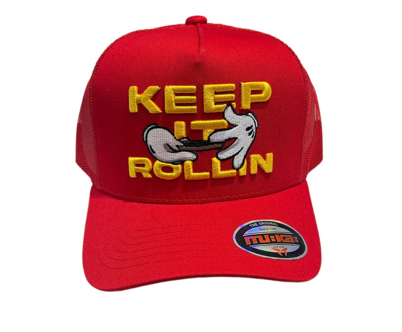 Muka 'Keep It Rolling' Trucker Hat (Red) TN5316B - FRESH N FITTED-2 INC