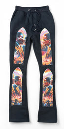 Black Pike 'Legends' Tapestry Stacked Sweatpants (Black) FB2536S - FRESH N FITTED