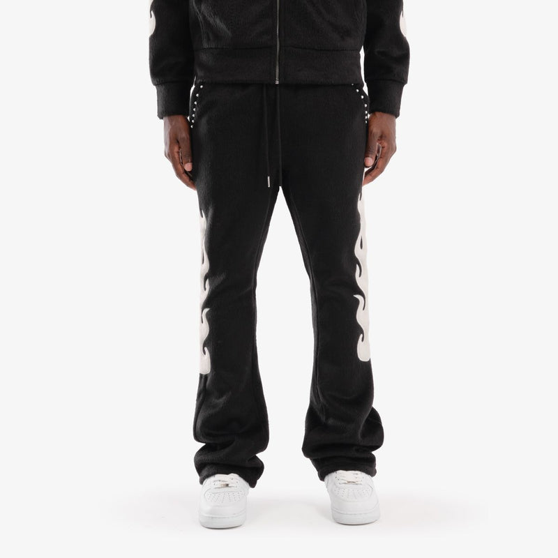 Copper Rivet 'Saints' Mohair Pearl Stacked Sweat Pants (Black) 531581