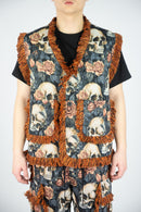 Rebel Minds 'Skulls' Tapestry Vest (Orange) 641-594 - FRESH N FITTED
