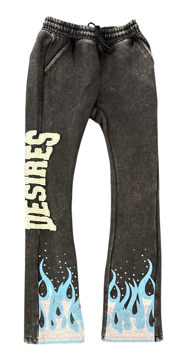 Copper Rivet 'Desires' Stacked Sweat Pants (Black) 531576