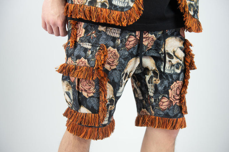 Rebel Minds 'Skulls' Tapestry Shorts (Orange) 641-994