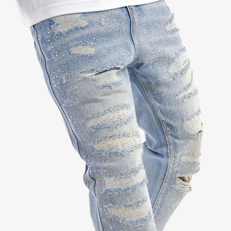 VOYAGE STUDIO ‘Stone On Repair’ Full Rhinestone Straight Fit Denim (LSB) 53P10
