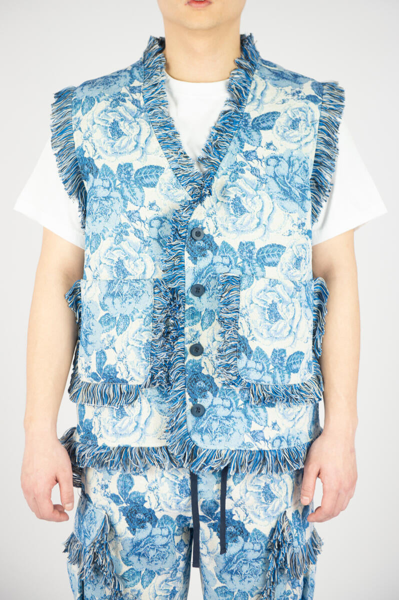 Rebel Minds 'Flowers' Tapestry Vest (Blue) 641-595