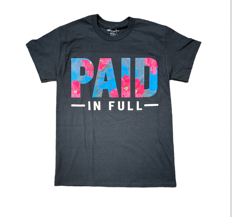 3Forty Inc. 'Paid In Full Flower' T-Shirt (Black) - Fresh N Fitted Inc