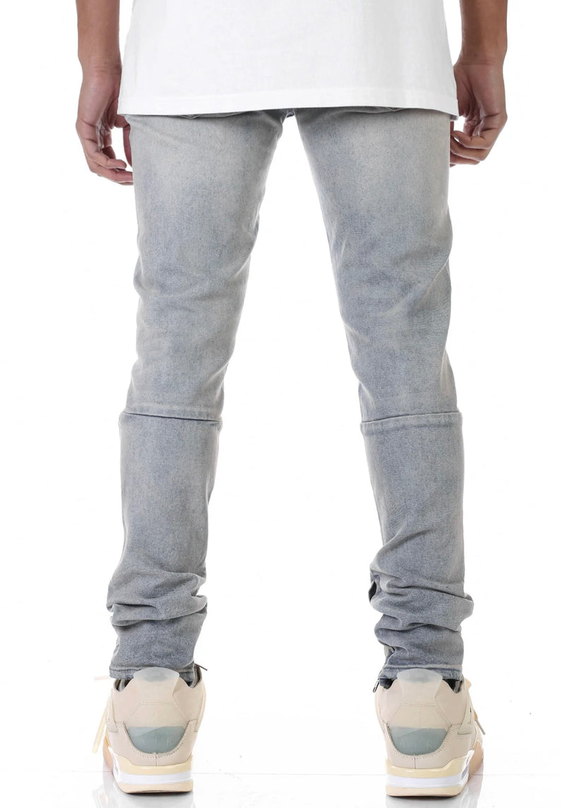 KDNK 'Distressed' Ankle Zippers Denim (Steel Blue) KND4300