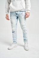 Spark ‘Rip & Repair’ Slim Fit Stretch Denim (Bleach Blue) S4405
