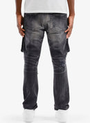 Copper Rivet 'Rip & Repair' Cargo Denim (Black Sand) 533003