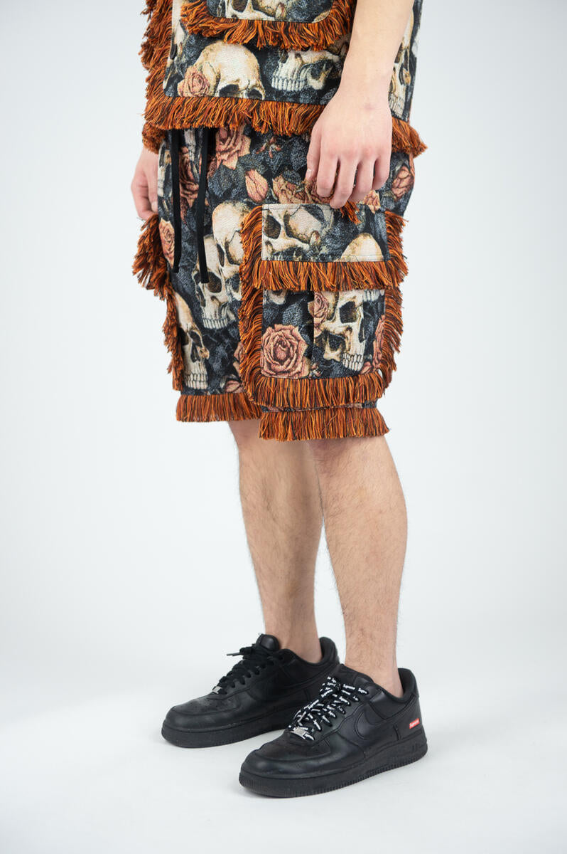 Rebel Minds 'Skulls' Tapestry Shorts (Orange) 641-994