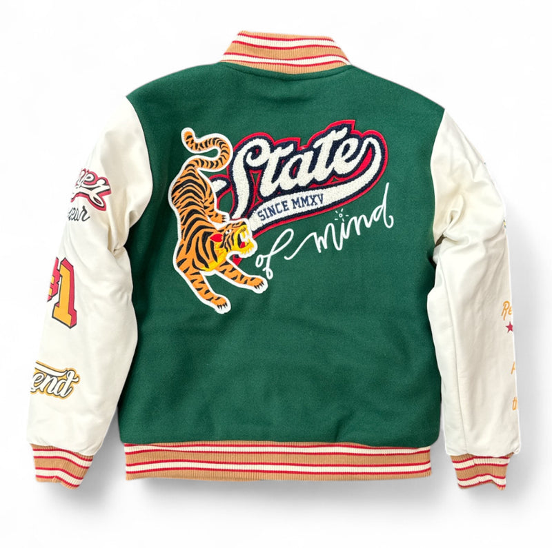 Rebel Minds Kids 'State Of Mind' Melton Varsity Jacket (H.Green) 852-B562