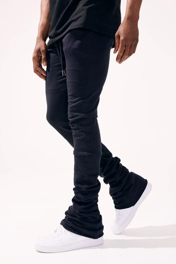 Jordan Craig Terry Extra Long Flare Stacked Sweat Pants (Jet Black) 8721L - Fresh N Fitted Inc
