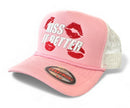 MUKA Kiss It Better trucker hat light pink white T5520