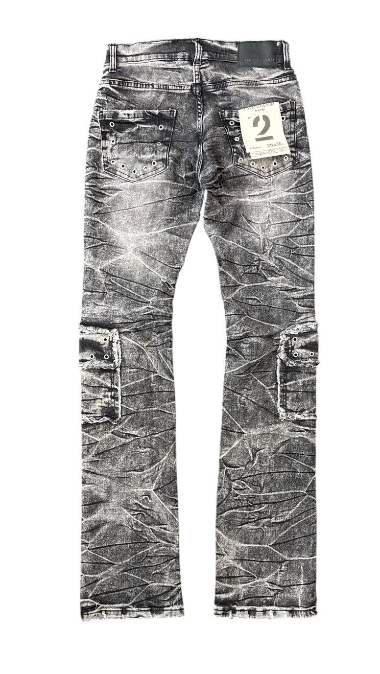 FWRD 'Eyelet' Stacked Denim (Washed Black) FW-330295