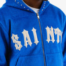 Copper Rivet Saints Mohair Pearl Embroidery Zip Hoodie (Royal) 531081