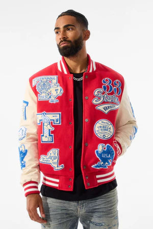 Jordan Craig 'All American' Varsity Jacket (Red) 91645