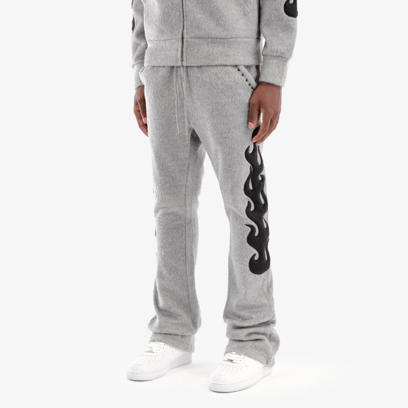 Copper Rivet 'Saints' Mohair Pearl Stacked Sweat Pants (Gray) 531581